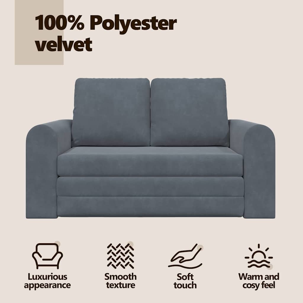 Sofa Bed Dark Grey 148 x 71 x 83 cm Velvet