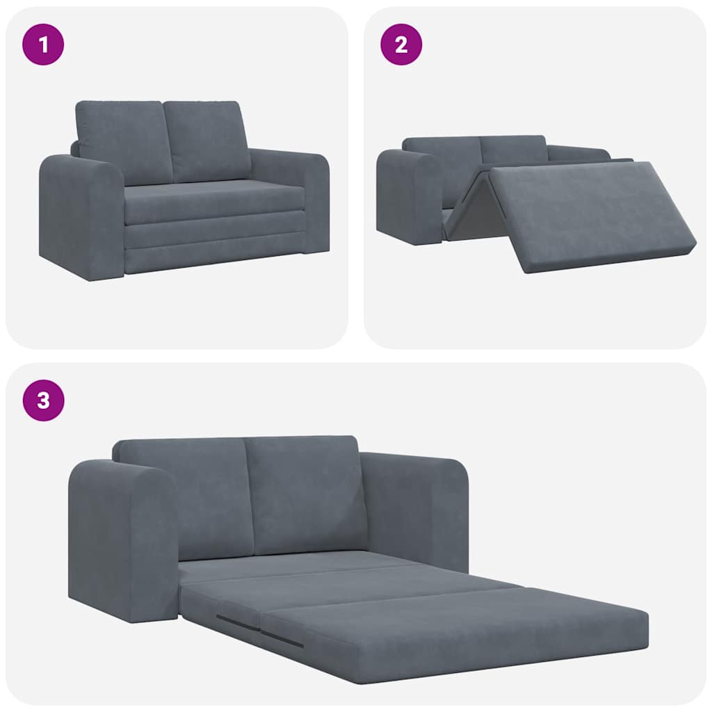 Sofa Bed Dark grey 148 x 71 x 83 cm Velvet