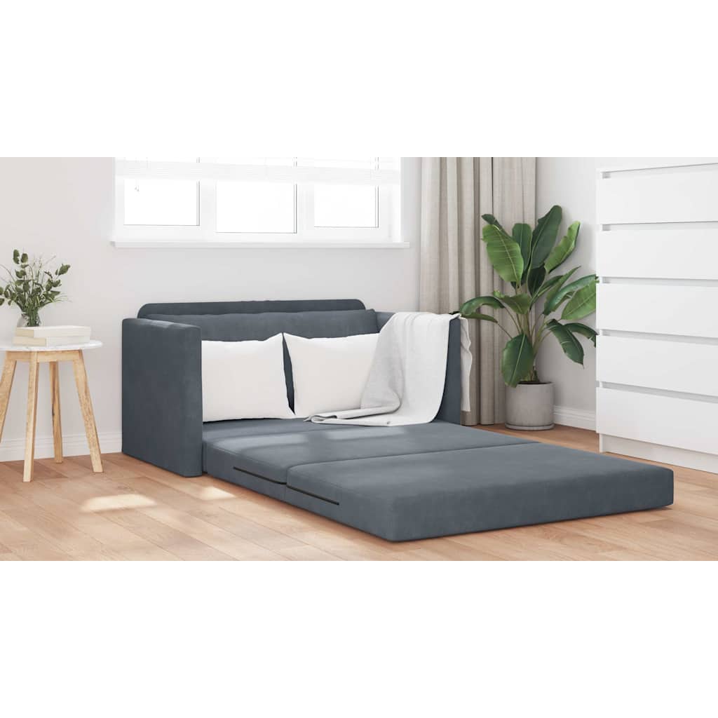 Sofa Bed Dark Grey 124 x 204 x 61 cm Velvet