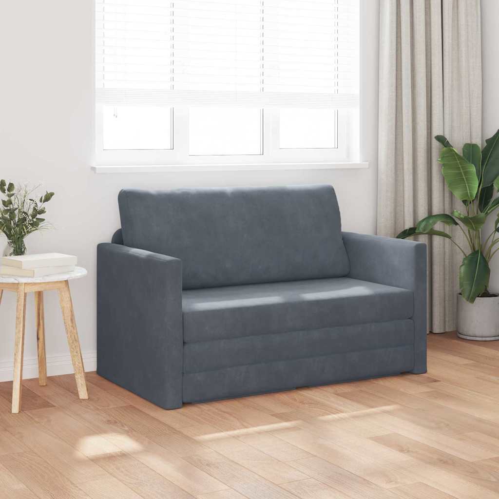Sofa Bed Dark Grey 124 x 204 x 61 cm Velvet