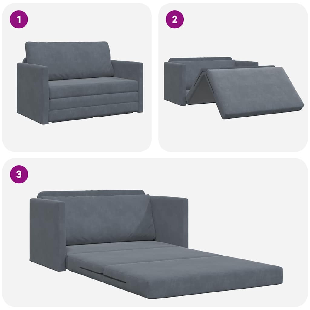 Sofa Bed Dark Grey 124 x 204 x 61 cm Velvet