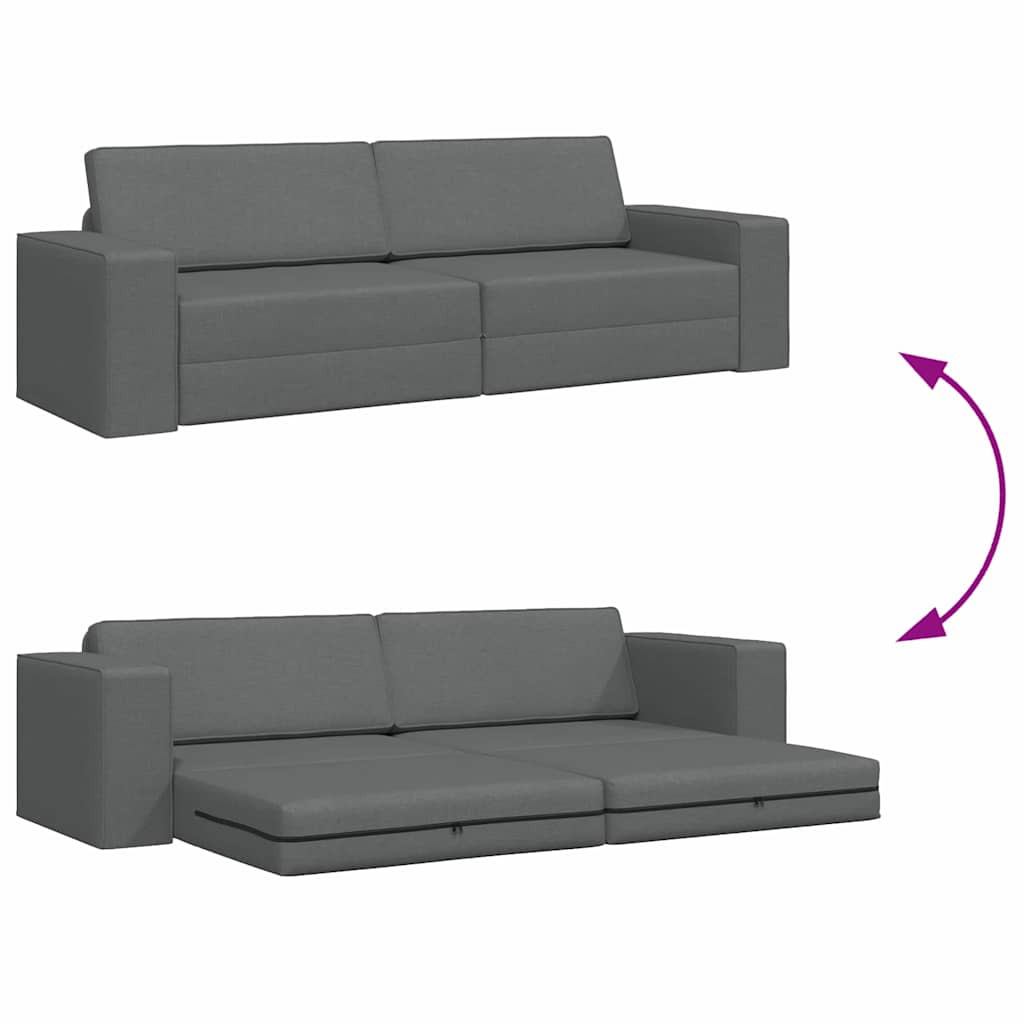 Floor Sofa Bed Dark Grey 245 x 78 x 77 cm Fabric