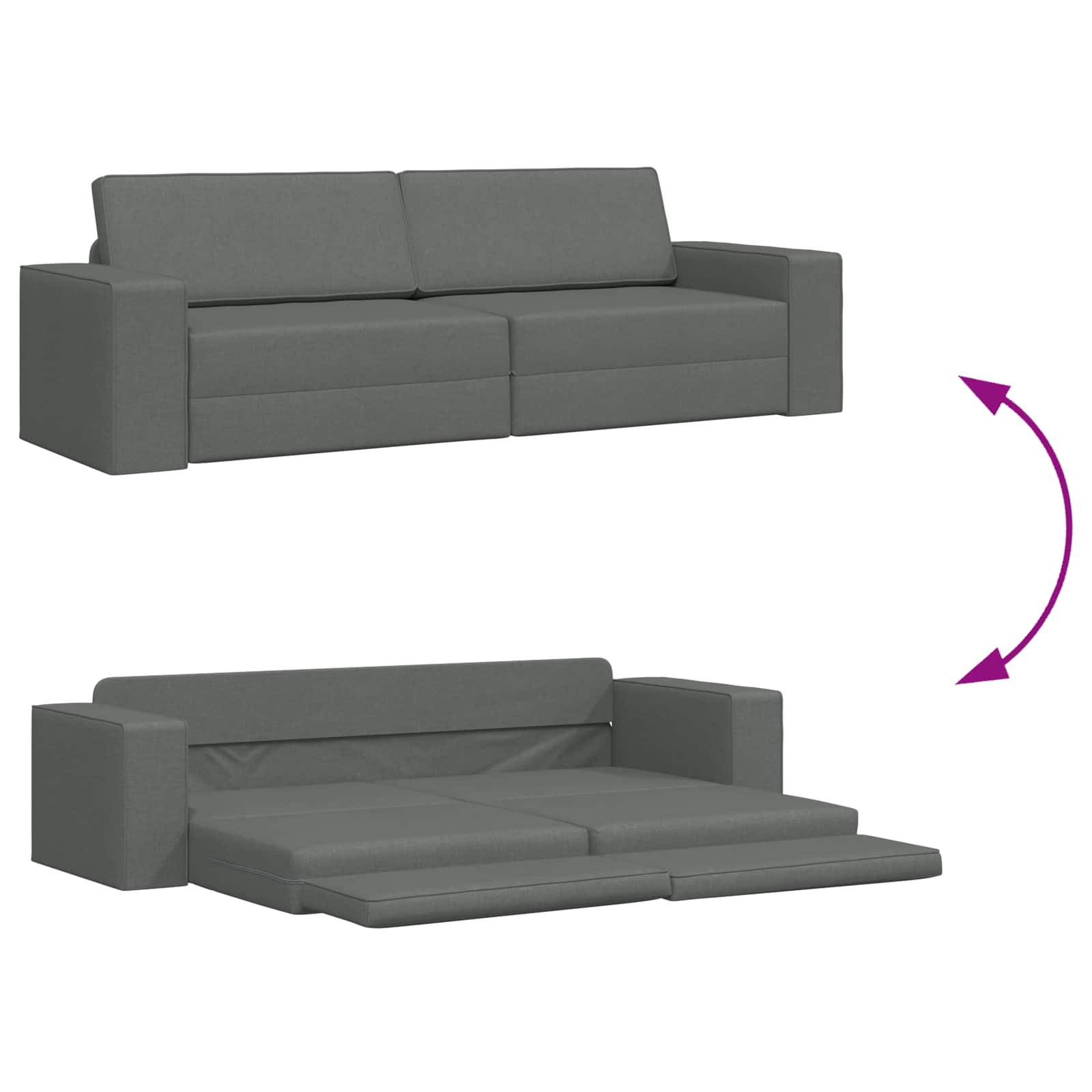 Sofa Bed 200cm Dark Grey Fabric