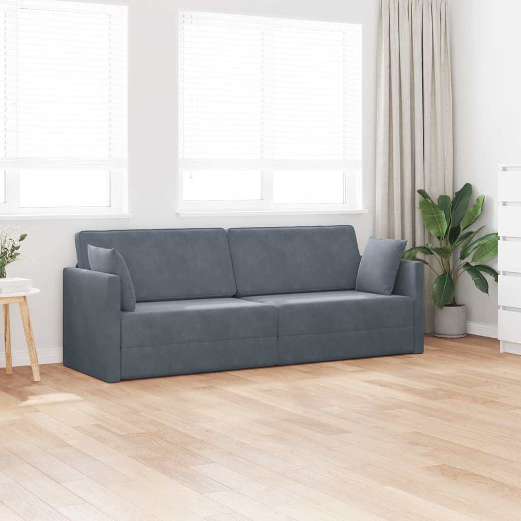 Floor Sofa Bed Dark Grey 213 x 76 x 77 cm Velvet