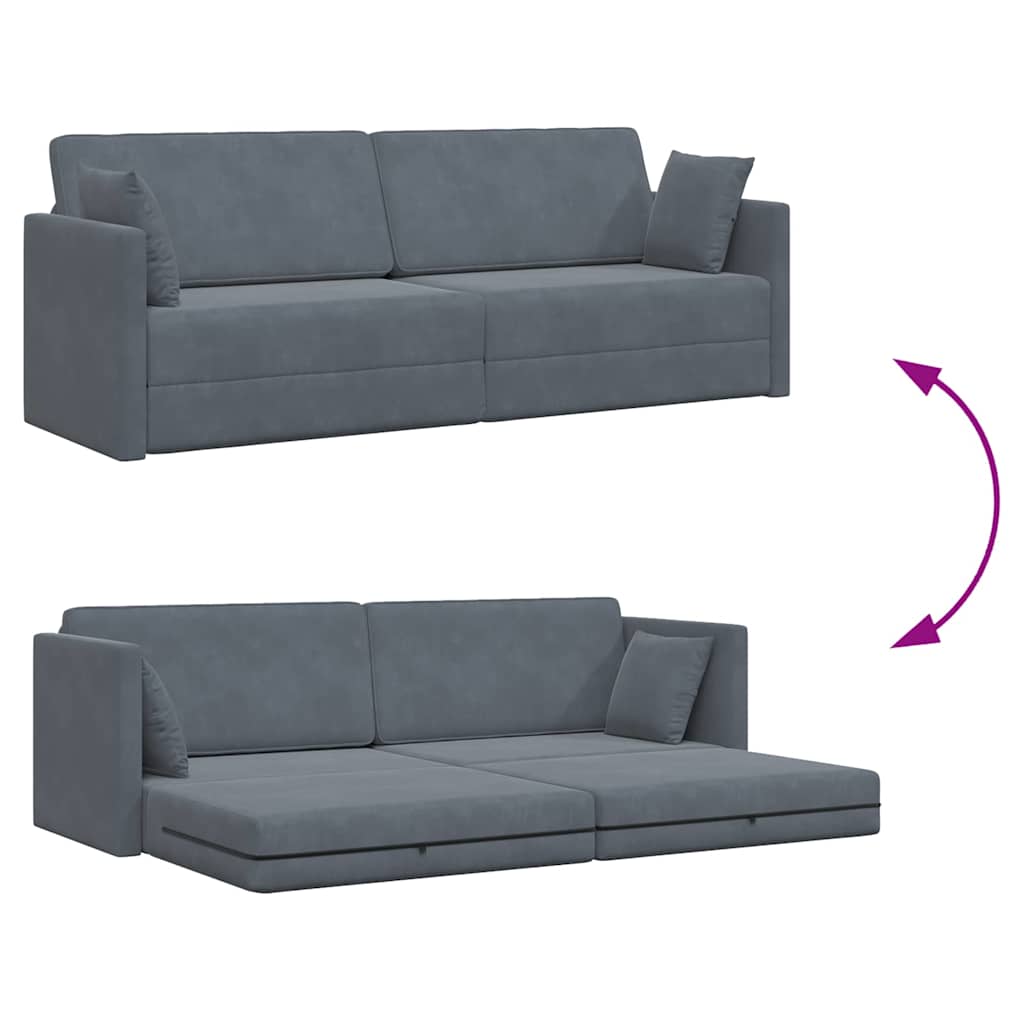 Floor Sofa Bed Dark Grey 213 x 76 x 77 cm Velvet
