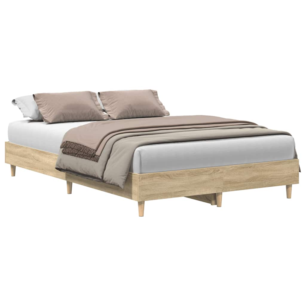 Bed Frame No Mattress Sonoma Oak 135x190 cm Engineered Wood