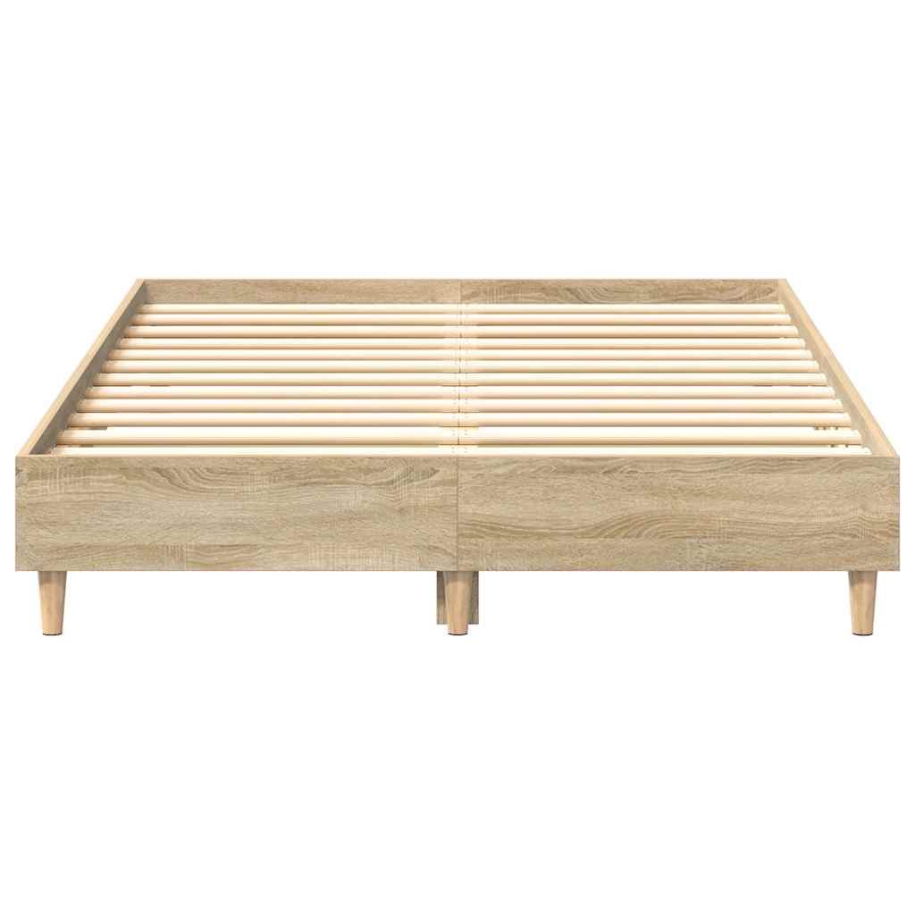 Bed Frame No Mattress Sonoma Oak 135x190 cm Engineered Wood