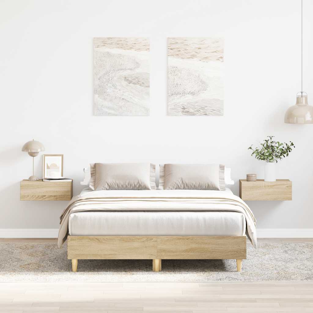 Bed Frame No Mattress Sonoma Oak 135x190 cm Engineered Wood