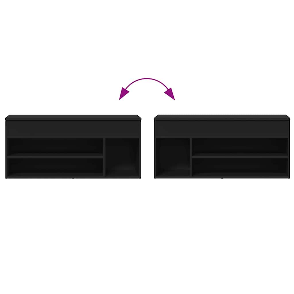 Shoe Bench Black 102x30.5x45 cm Engineered Wood