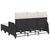 3 Piece Garden Sofa Set with Cushions L-shaped Black Poly Rattan