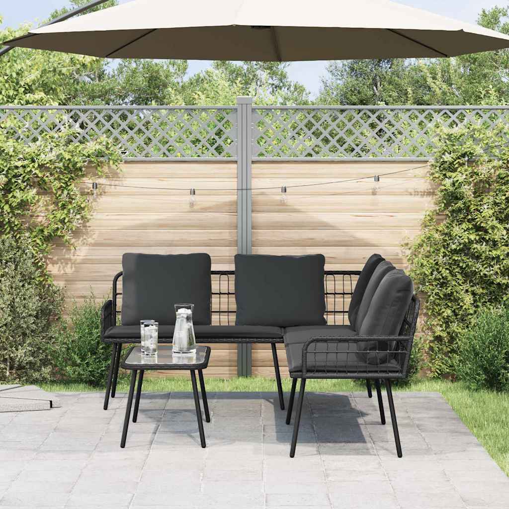 Garden Sofa Set 2 pcs Black Poly Rattan