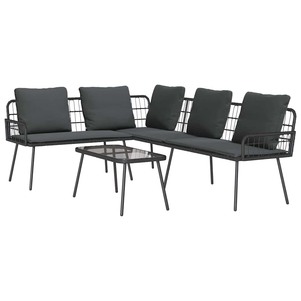 Garden Sofa Set 2 pcs Black Poly Rattan
