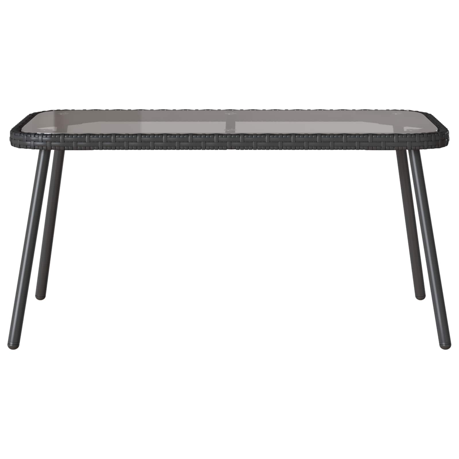 Garden Sofa Set with Cushion 2 pcs Black Poly Rattan