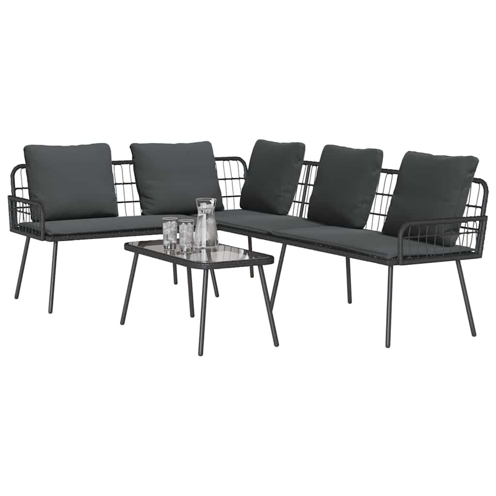 Garden Sofa Set 2 pcs Black Poly Rattan