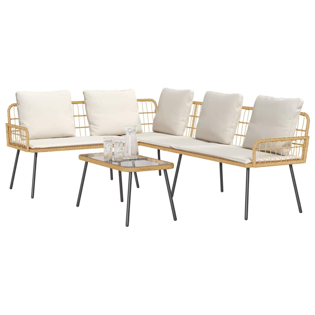 Garden Sofa Set 2 pcs Natural Poly Rattan