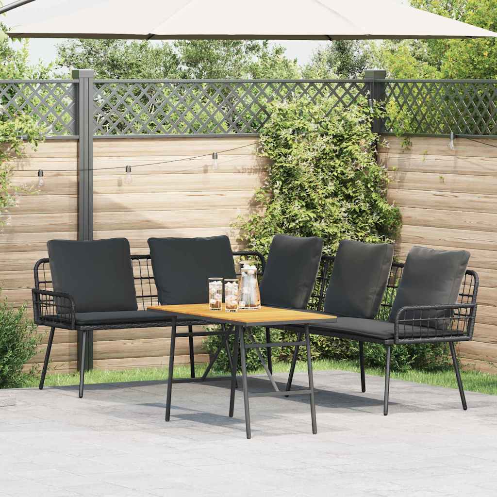 Garden Sofa Set 2 pcs Black Poly Rattan