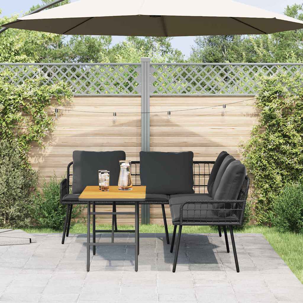 Garden Sofa Set 2 pcs Black Poly Rattan