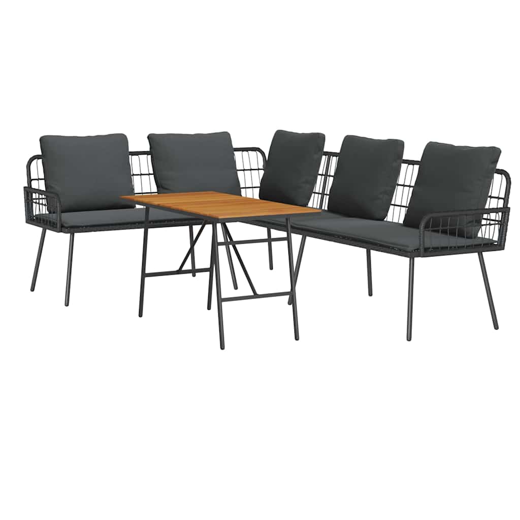 Garden Sofa Set 2 pcs Black Poly Rattan