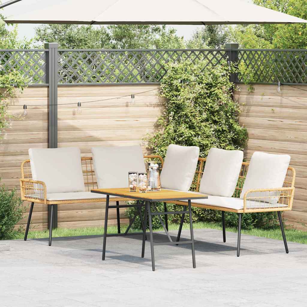 Garden Sofa Set 2 pcs Natural Poly Rattan