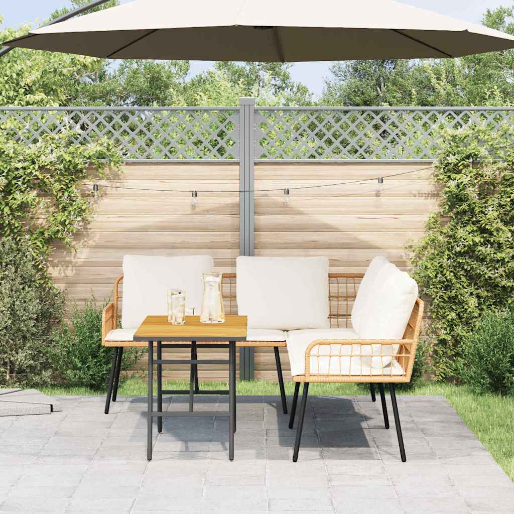 Garden Sofa Set 2 pcs Natural Poly Rattan