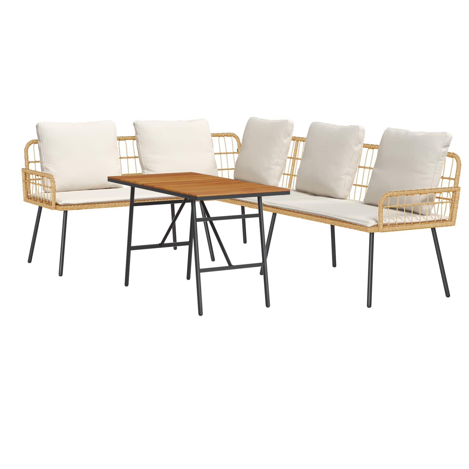 Garden Sofa Set 2 pcs Beige Poly Rattan