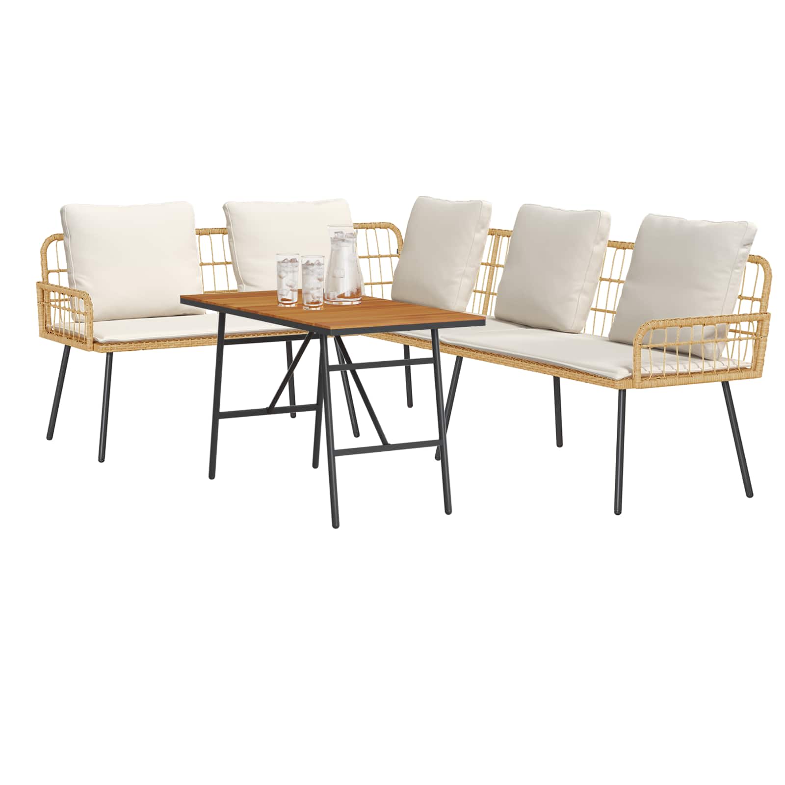 Garden Sofa Set 2 pcs Beige Poly Rattan