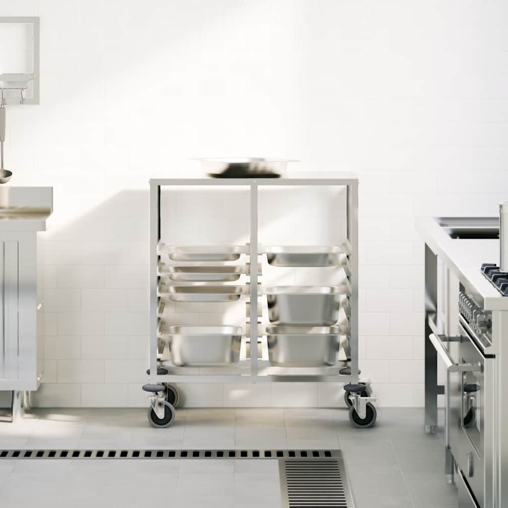 Tray Trolley with 12 GN Containers 75x55x87 cm Stainless Steel