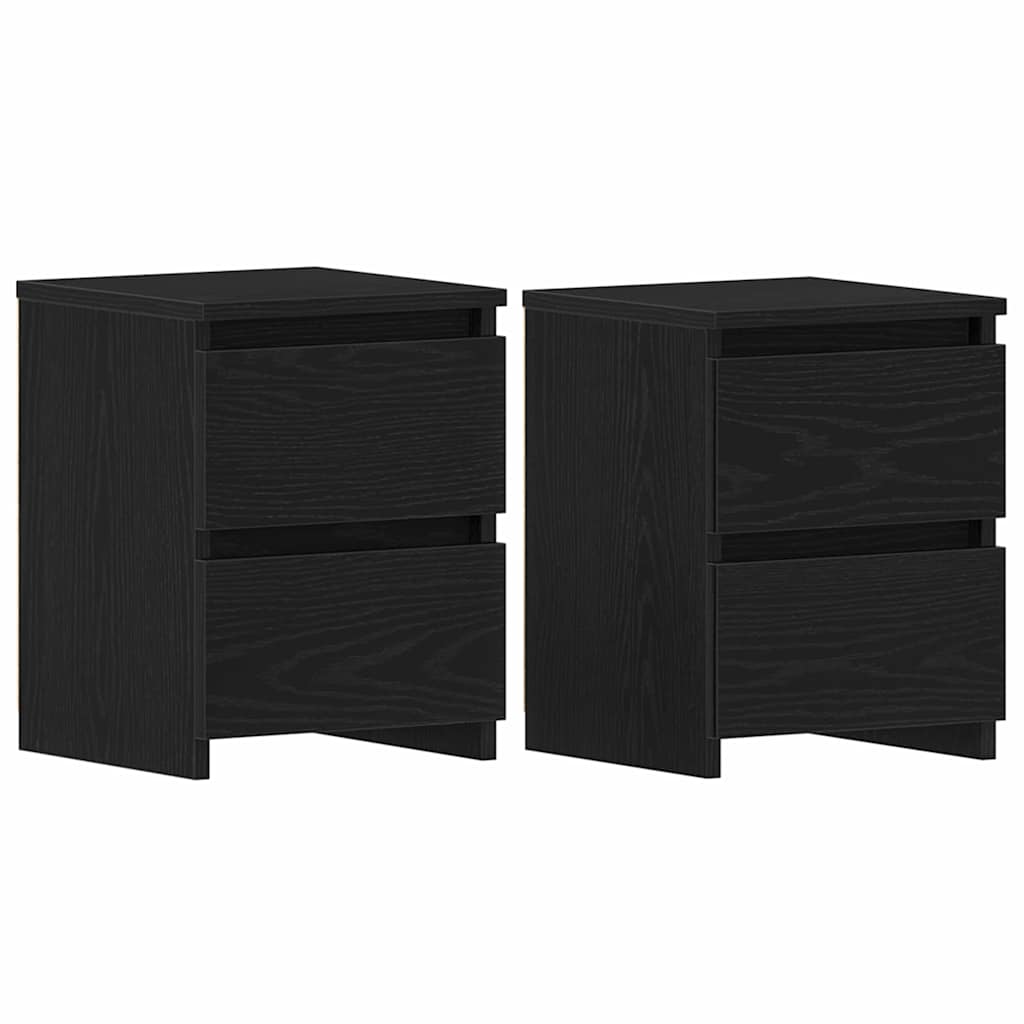 Bedside Cabinet 2 pcs Black Oak 30 x 30 x 40 cm Engineered Wood