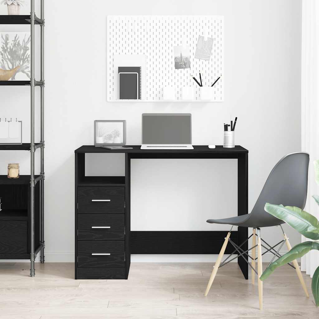 Desk with Drawers Black Oak 102x50x76 cm Engineered Wood