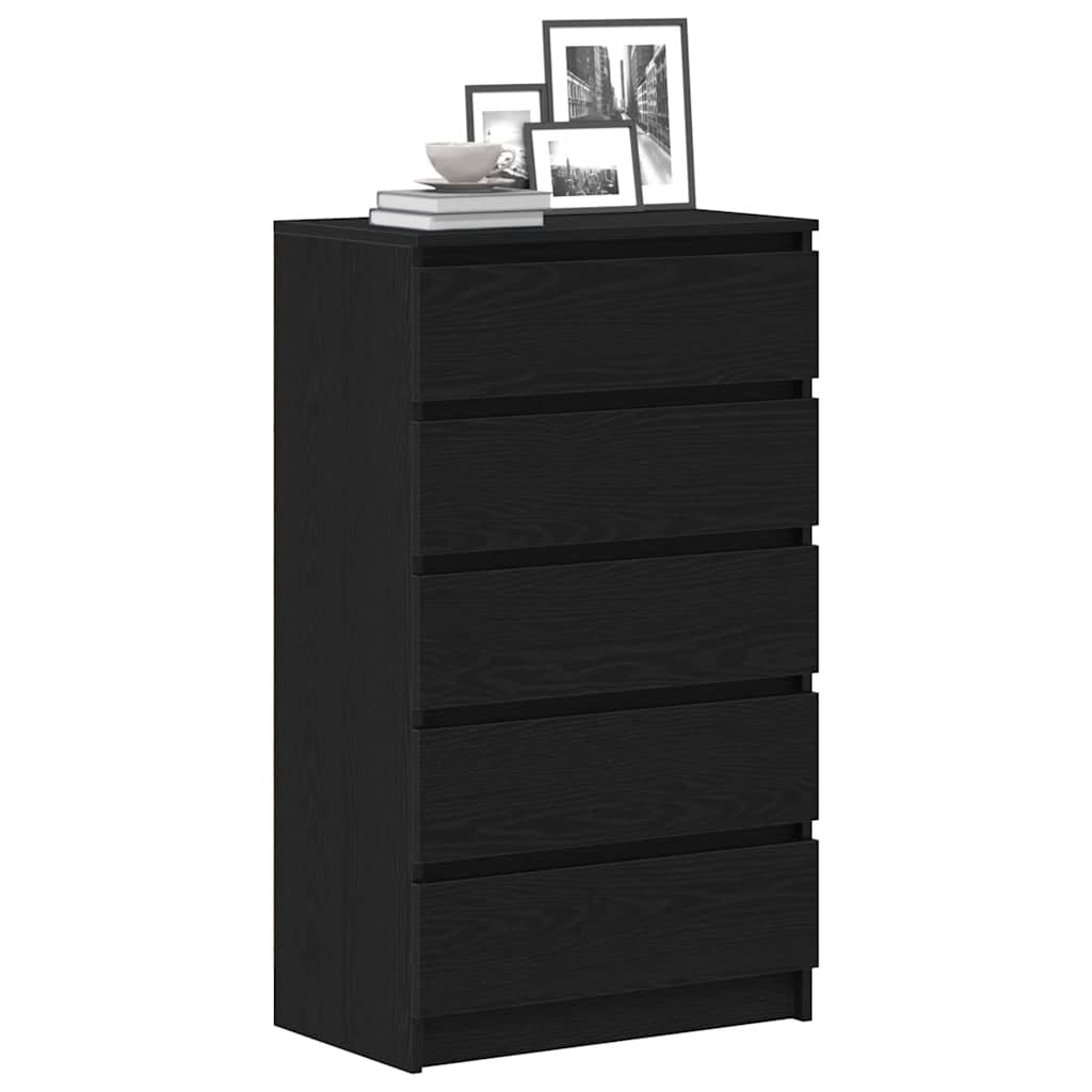 Drawer Cabinet Black Oak 60x36x103 cm Engineered Wood
