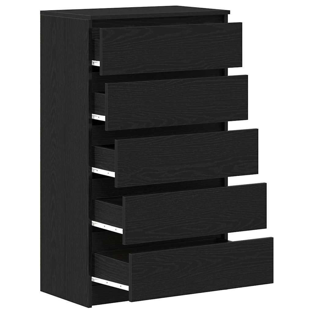 Drawer Cabinet Black Oak 60x36x103 cm Engineered Wood