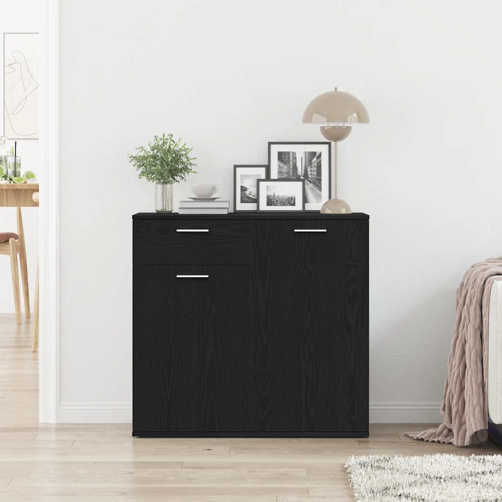 Sideboard Black Oak 80x36x75 cm Engineered Wood
