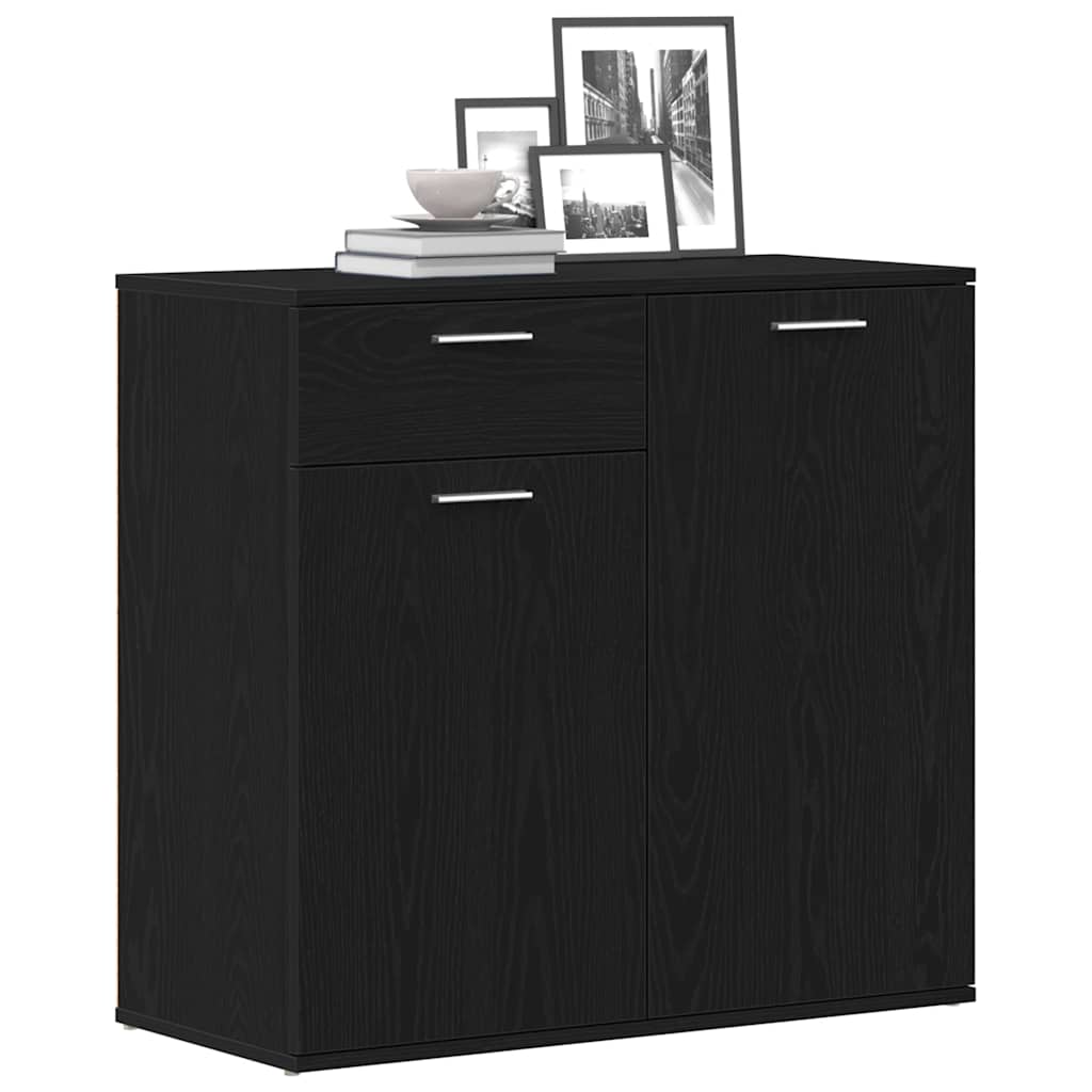 Sideboard Black Oak 80x36x75 cm Engineered Wood
