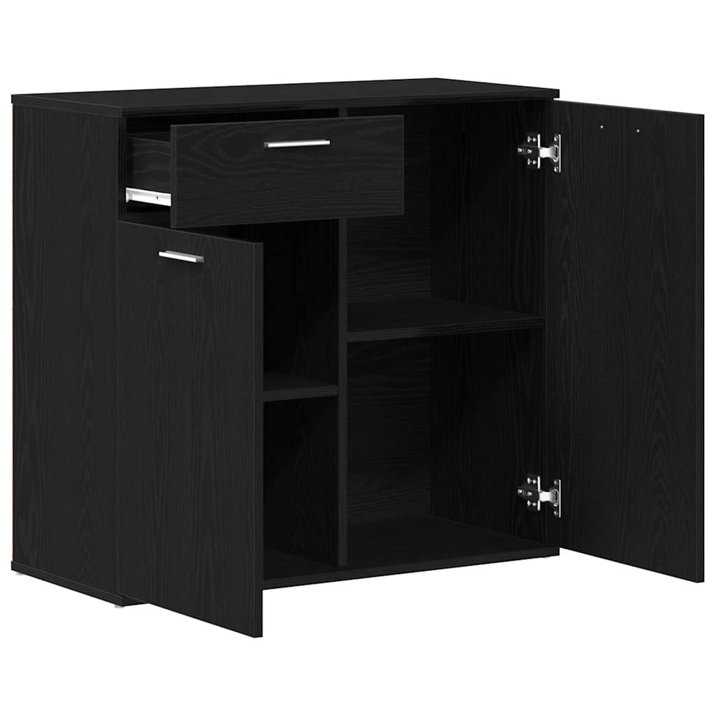 Sideboard Black Oak 80x36x75 cm Engineered Wood