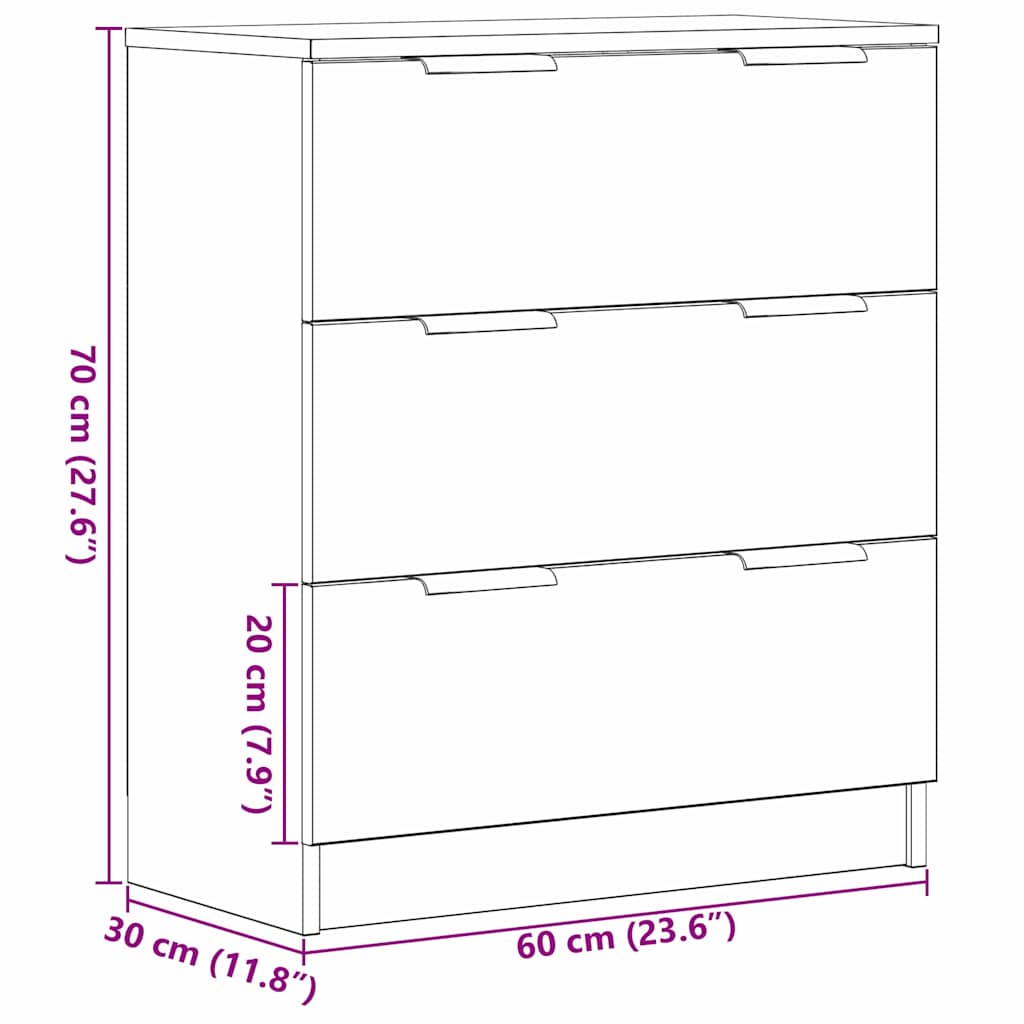 Sideboard with Drawer Black 60 x 30 x 70 cm Engineered wood