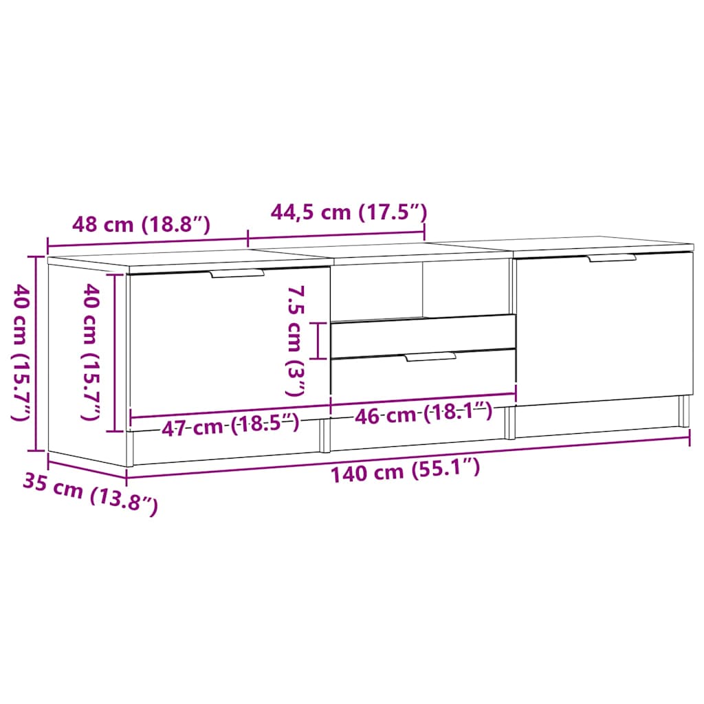 TV Cabinet with Drawer 140 x 35 x 40 cm Engineered Wood