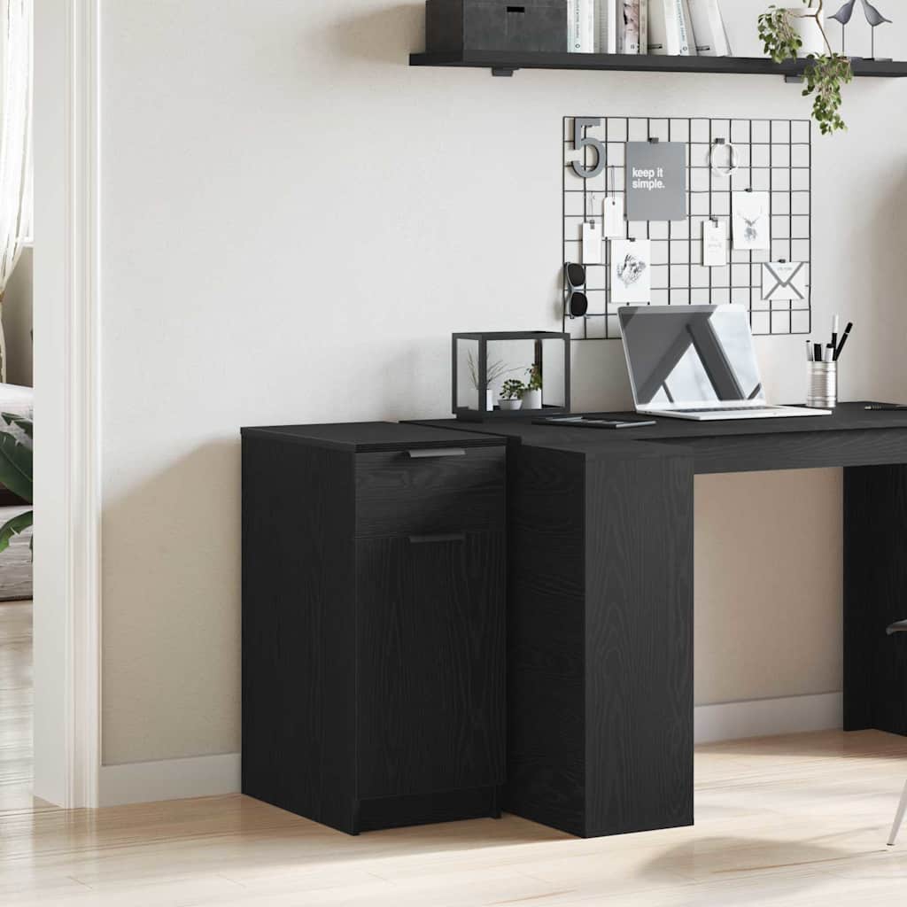 Desk Cabinet Black oak 33 x 50 x 75 cm Engineered Wood