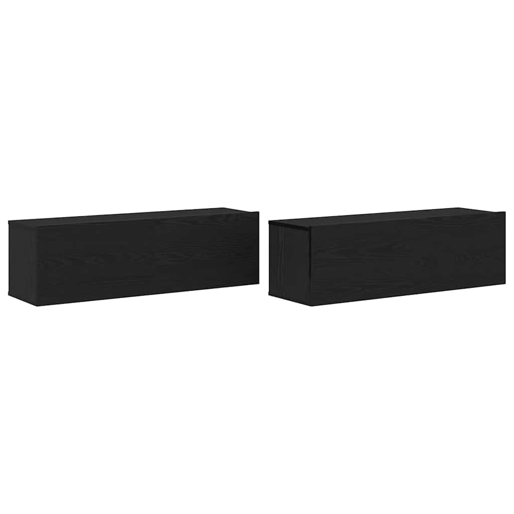 TV Cabinet 2 pcs Black 100 x 30 x 30 cm Engineered Wood