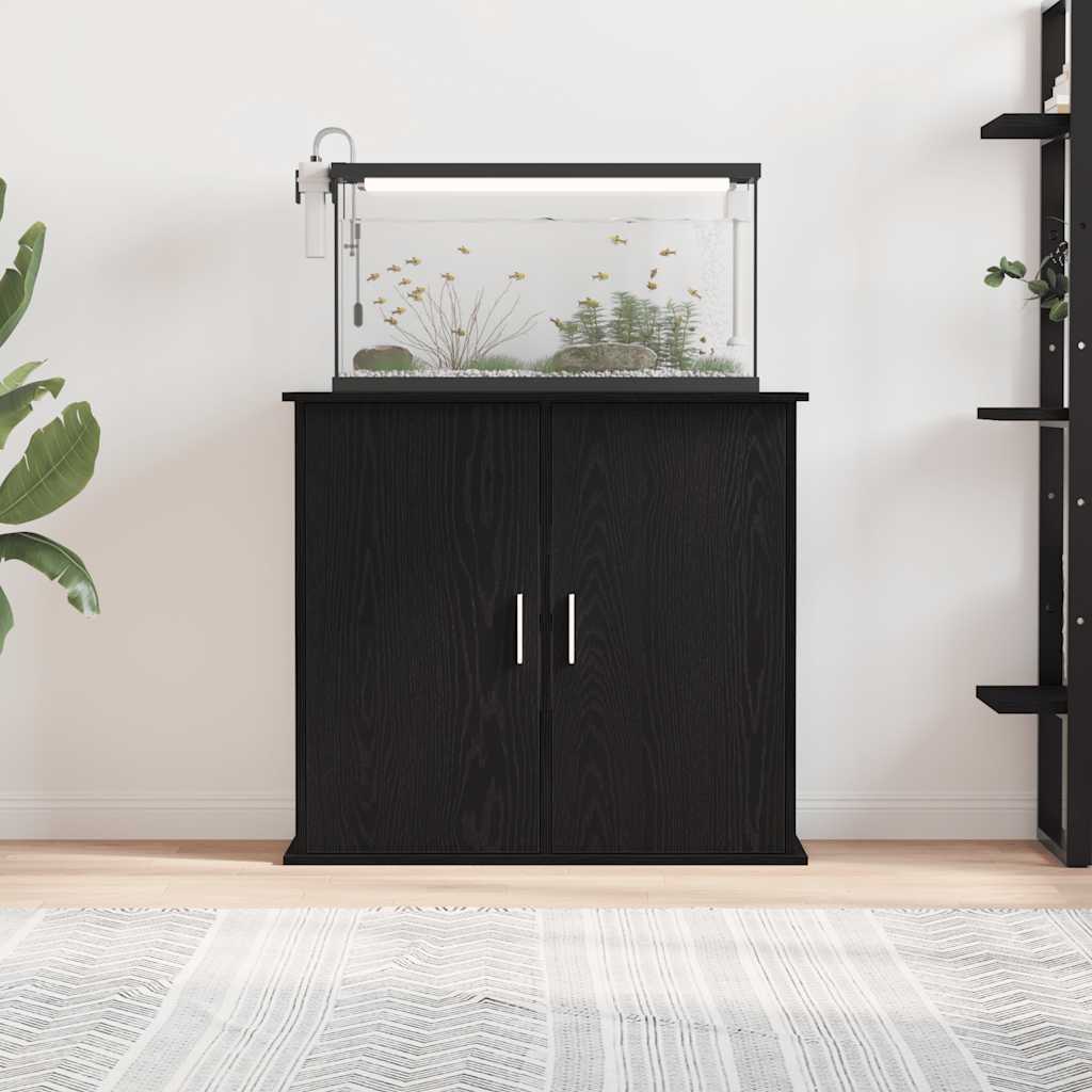 Aquarium Stand Black Oak 81x36x73 cm Engineered Wood