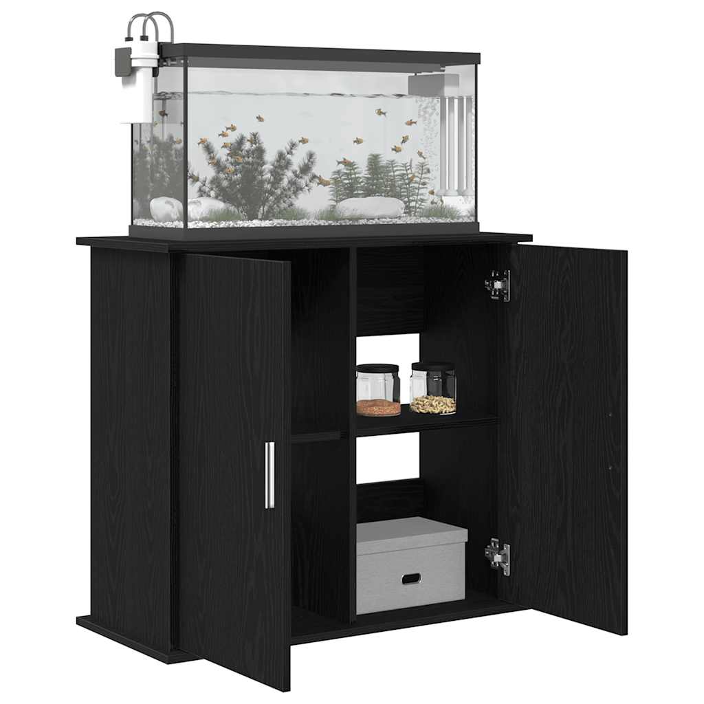 Aquarium Stand Black Oak 81x36x73 cm Engineered Wood