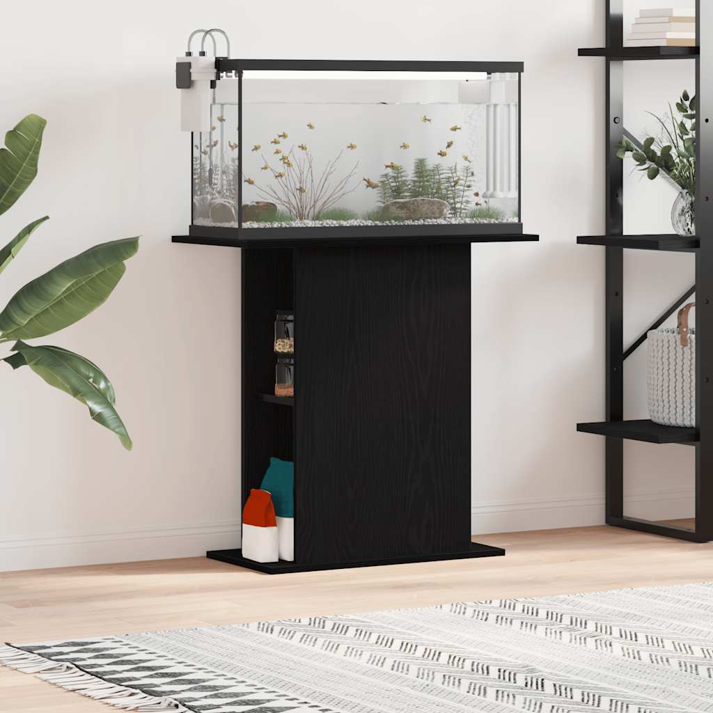 Aquarium Stand Black Oak 75x36x72.5 cm Engineered Wood