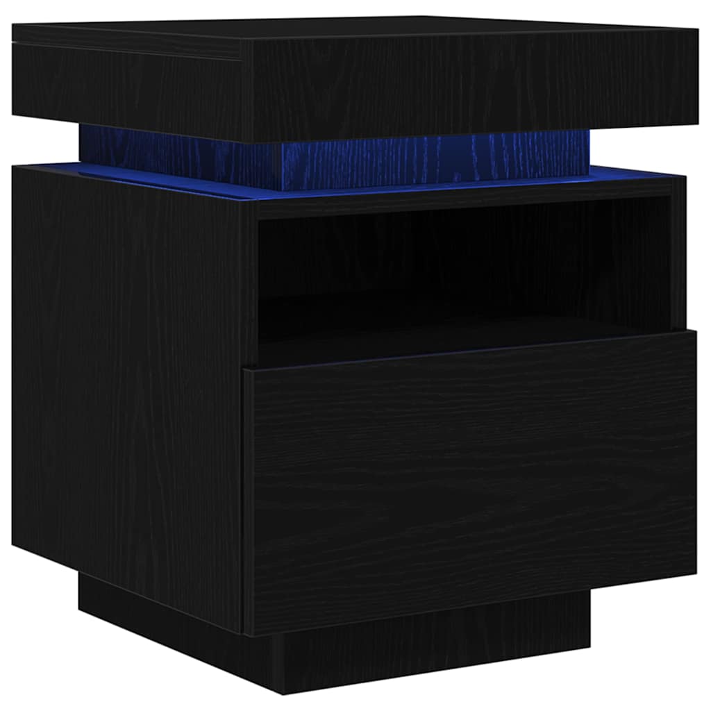 Bedside Cabinet with Drawer 2 pcs Black Oak 40 x 39 x 48,5 cm