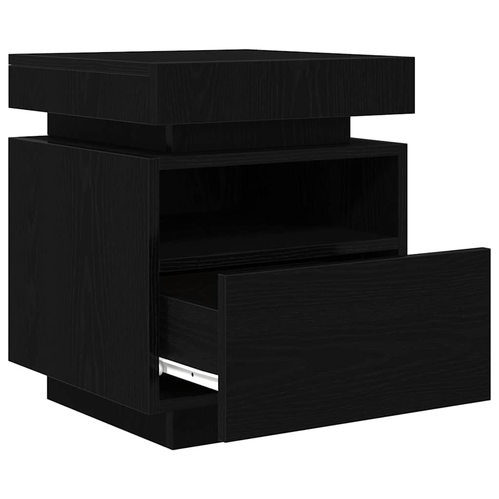 Bedside Cabinet with Drawer 2 pcs Black Oak 40 x 39 x 48,5 cm