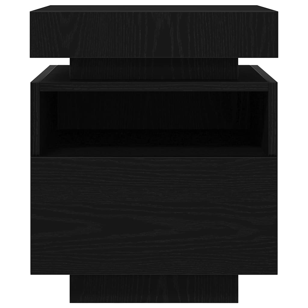 Bedside Cabinet with Drawer 2 pcs Black Oak 40 x 39 x 48,5 cm