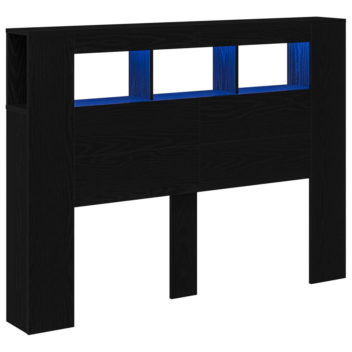 LED Headboard Black Oak 140 x 18,5 x 103,5 cm Engineered Wood