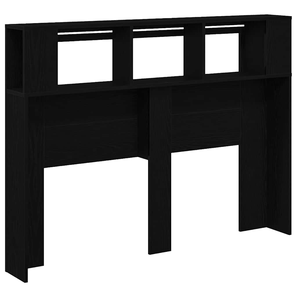 LED Headboard Black Oak 140 x 18,5 x 103,5 cm Engineered Wood