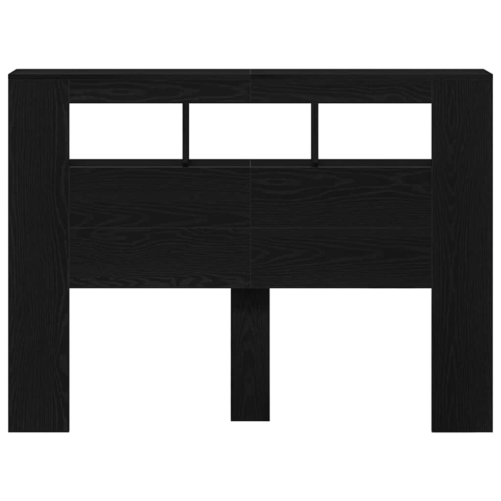 LED Headboard Black Oak 140 x 18,5 x 103,5 cm Engineered Wood