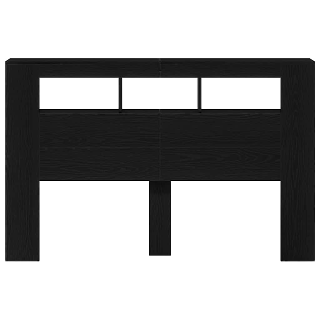 LED Headboard Black Oak Engineered Wood