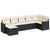7 Piece Garden Sofa Set with Cushions Black Poly Rattan