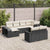 10 Piece Garden Sofa Set with Cushions Black Poly Rattan